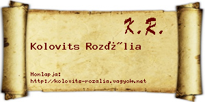 Kolovits Rozália névjegykártya